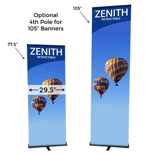 ZENITH Retractable Banner Stand | 29.5" Wide  Banner | Single Sided Adjustable Bannerstand