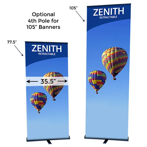 ZENITH Retractable Banner Stand | 35.5" Wide  Banner | Single Sided Adjustable Bannerstand