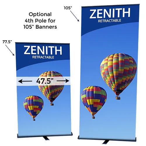 ZENITH Retractable Banner Stand | 47.5" Wide  Banner | Single Sided Adjustable Bannerstand