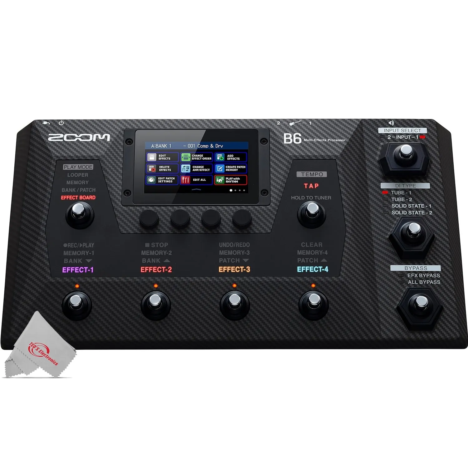 Zoom B6 Multi-Effects Processor for Electric Bass with Zoom ZDM-1 Dynamic Microphone Kit